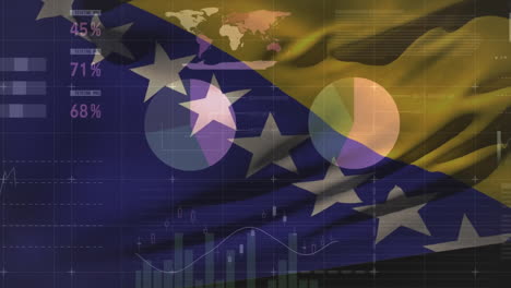 Animation-Der-Finanzdatenverarbeitung-über-Der-Flagge-Von-Bosnien-Und-Herzegowina