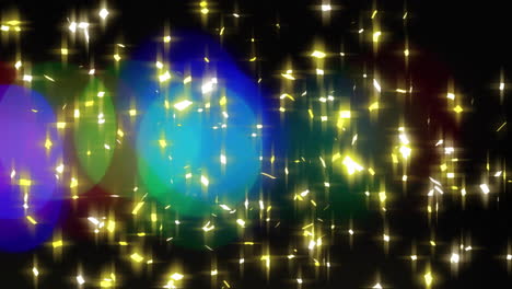 Animation-of-glowing-lights-and-spots-of-light-on-black-background