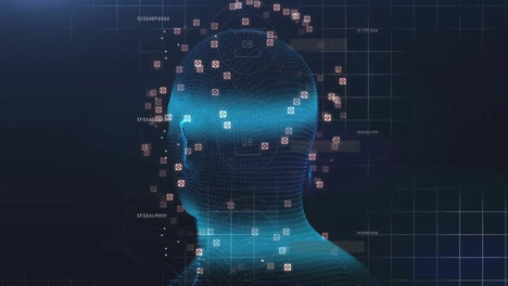 Animation-Der-Datenverarbeitung-über-Dem-Menschlichen-Kopf-Auf-Dunklem-Hintergrund