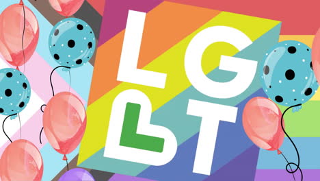 Animation-Von-LGBT-Text-Und-Sprechblasen-Auf-LGBT-Flaggenhintergrund