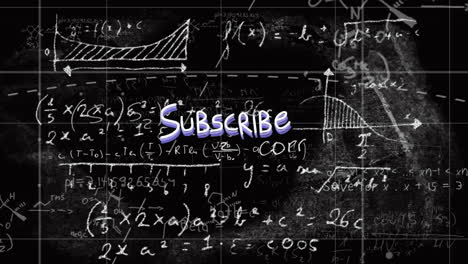 Animation-of-subscribe-mathematical-data-processing-over-black-background