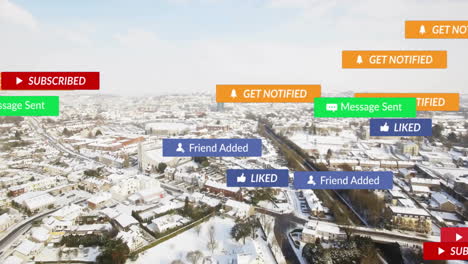 Animation-of-social-media-notifications-over-sunny-cityscape