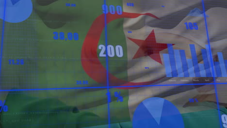 Animation-Der-Finanzdatenverarbeitung-über-Der-Flagge-Algeriens