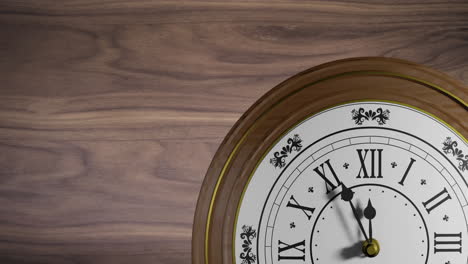 Animation-of-clock-ticking-over-wooden-background
