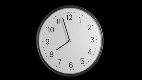 Animation-of-clock-moving-fast-over-black-background