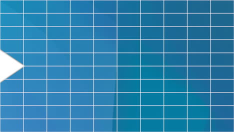 Animation-of-white-arrows-over-grid-on-blue-background-with-copy-space