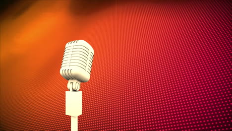 Animation-Eines-Retro-Mikrofons-Mit-Kopierraum-Auf-Rotem-Und-Orangefarbenem-Hintergrund