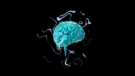 Animation-of-human-brain-and-trails-of-smoke-over-black-background