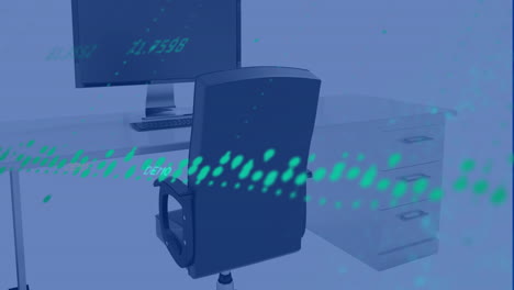 Animation-Der-Verarbeitung-Finanzieller-Daten-über-Einem-Büro-Mit-Computer-Auf-Dem-Schreibtisch