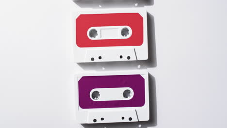 Video-of-retro-tapes-with-copy-space-on-white-background