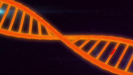 Animation-Eines-Orangefarbenen-DNA-Strangs-Auf-Dunklem-Hintergrund