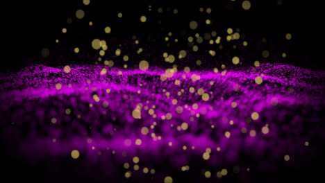 Animation-of-yellow-and-purple-light-spots-on-black-background