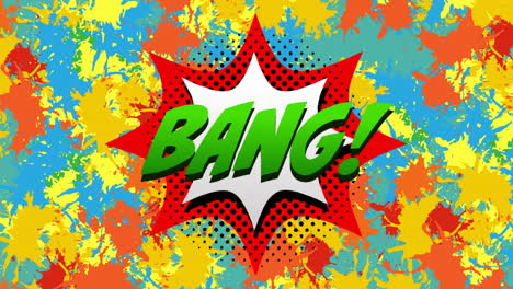 Animation-of-comic-bang-effect-on-colourful-background