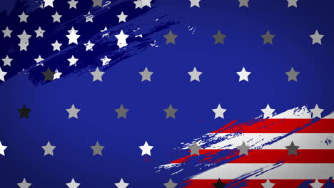 Animation-of-stars-and-flag-of-usa-on-blue-background