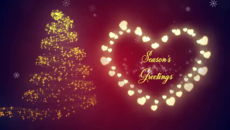 Animation-of-season's-greetings-text-over-fairy-lights-and-christmas-tree