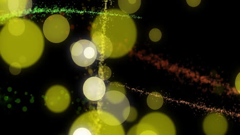 Animation-of-christmas-glowing-lights-with-spots-of-light-on-black-background