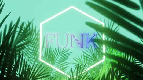 Animation-of-funk-text-over-neon-shapes-and-plants
