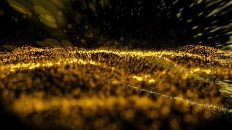 Animation-of-yellow-light-trails-and-spots-on-black-background