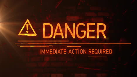 Animation-of-exclamation-in-triangle,-danger,-immediate-action-required-text-on-abstract-background