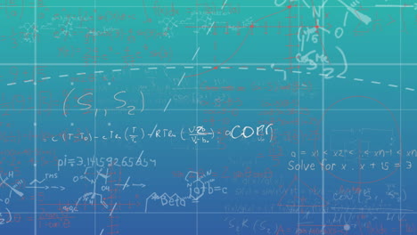 Animation-of-mathematical-equations-on-blue-background