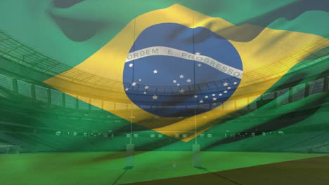 Animation-Der-Wehenden-Flagge-Brasiliens-über-Dem-Stadion