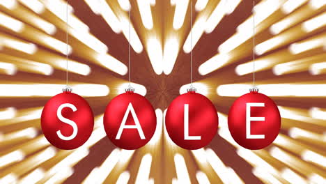 Animation-of-christmas-baubles-and-sale-text-over-repetitive-light-trails