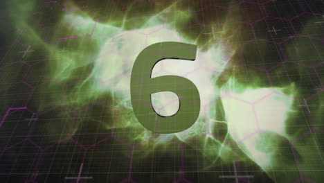 Animation-of-countdown-over-glowing-green-background
