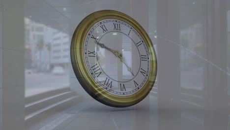 Animation-of-clock-ticking-over-busy-city
