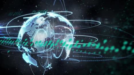 Animation-Des-Globus-Mit-Datenverarbeitung-Auf-Schwarzem-Hintergrund