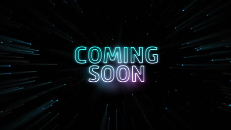 Animation-of-coming-soon-text-over-glowing-lights-over-black-background