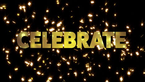 Animation-of-celebrate-text-over-confetti-and-fireworks-exploding-on-black-background