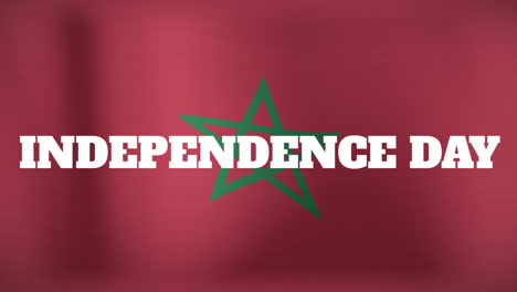 Animation-of-independence-day-text-against-waving-flag-of-morocco