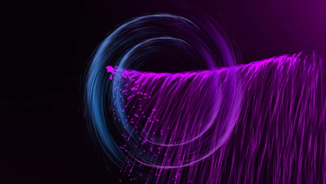 Animation-of-colourful-light-trails-and-spots-forming-circles-on-black-background