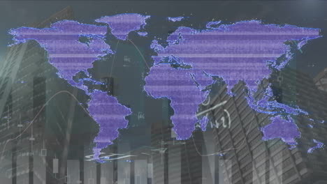 Animation-Der-Weltkarte-Und-Finanzdatenverarbeitung