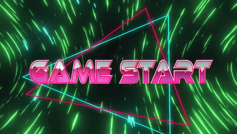 Animation-of-game-start-text-over-neon-pattern-background