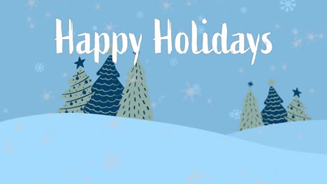 Animation-Von-Fröhlichen-Feiertagstexten-über-Weihnachtsbäumen-Und-Fallendem-Schnee