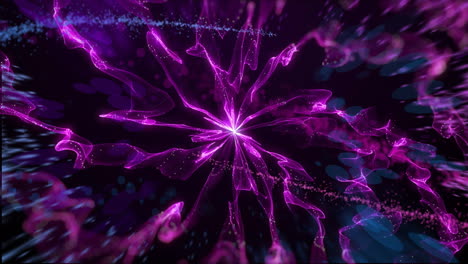 Animation-Von-Violetten-Lichtspuren-Und-Punkten-Auf-Schwarzem-Hintergrund