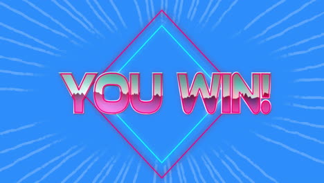 Animation-Von-„You-Win“-Text-über-Linien-Auf-Blauem-Hintergrund