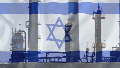 Animación-De-Plataforma-Petrolera-Sobre-Bandera-De-Israel.