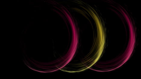 Animation-Von-Bunten-Lichtspuren,-Die-Kreise-Auf-Schwarzem-Hintergrund-Bilden