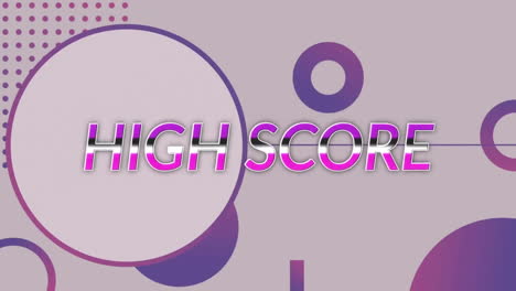 Animation-of-high-score-text-and-pattern-on-purple-background
