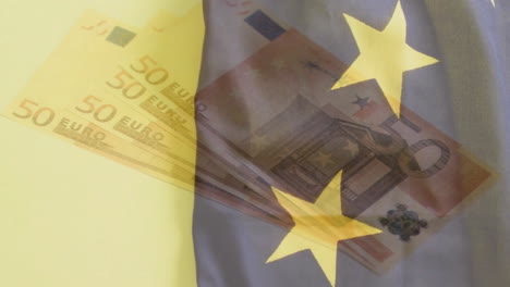 Animación-De-La-Bandera-De-Bosna-Y-Hercegovina-Sobre-Billetes-De-Euro