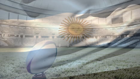 Animation-of-waving-flag-of-argentina-over-stadium