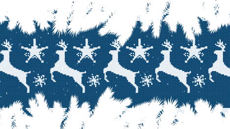 Animation-of-snow-falling-over-christmas-pattern-with-fir-tree-branches