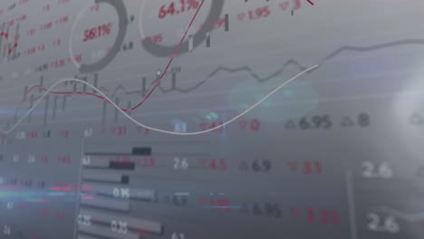 Animation-Der-Börse,-Diagramme-Und-Datenverarbeitung-Auf-Grauem-Hintergrund
