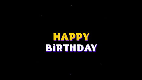 Animation-of-happy-birthday-text-and-spots-of-light-on-black-background