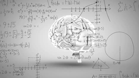 Animation-Des-Menschlichen-Gehirns-Und-Der-Mathematischen-Datenverarbeitung-Auf-Grauem-Hintergrund
