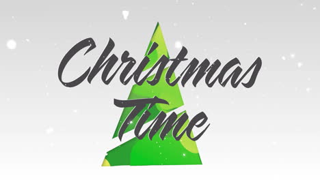 Animation-Von-Weihnachtstext-Und-Schnee,-Der-über-Den-Weihnachtsbaum-In-Der-Winterlandschaft-Fällt