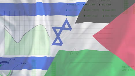 Animación-Del-Procesamiento-De-Datos-Financieros-Sobre-La-Bandera-De-Israel-Y-Palestina
