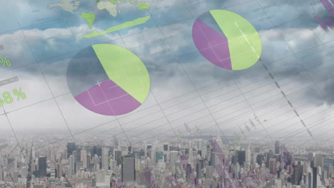 Animation-Von-Diagrammen-Zur-Datenverarbeitung-über-Einem-Modernen-Stadtbild